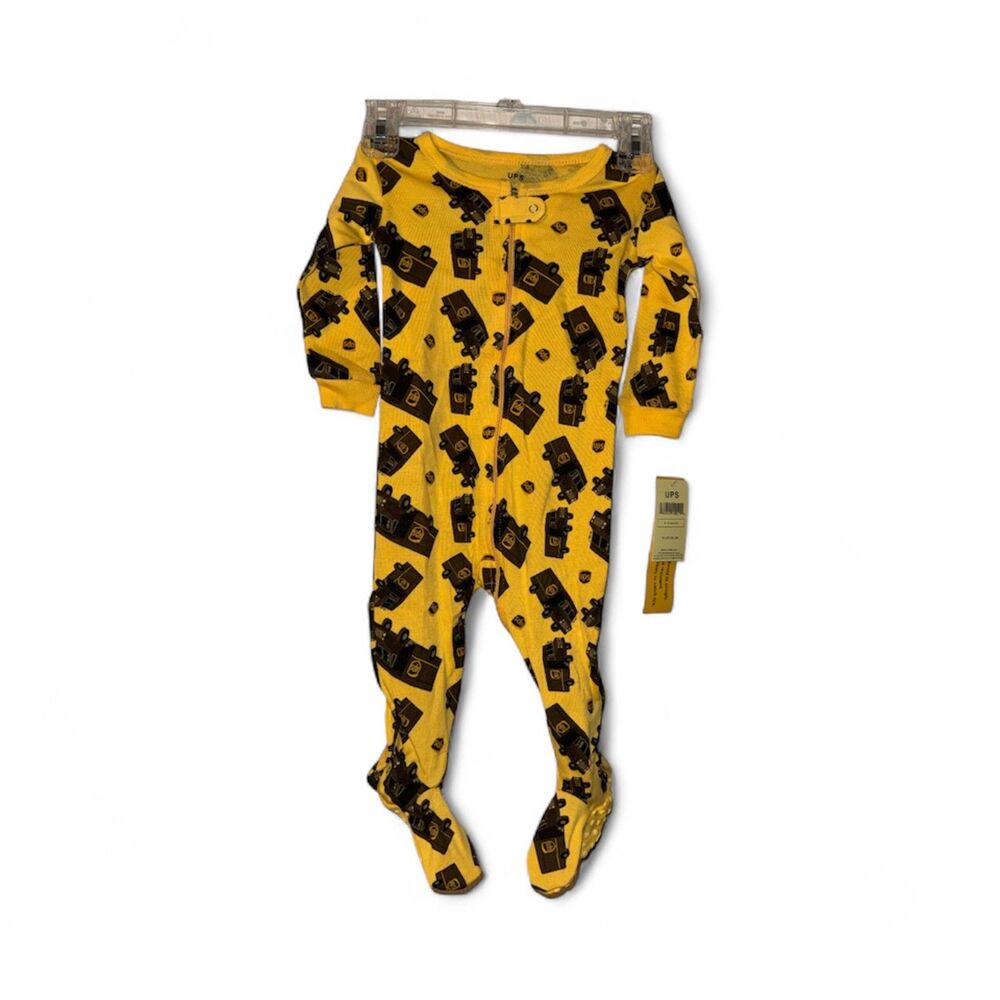 UPS New Yellow Infant Footed Sleeper Pajamas 6-12 Months Cotton Blend